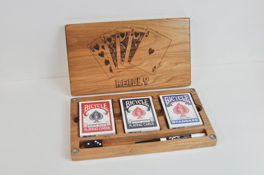 Custom Triple Deck Wood Playing Card Box