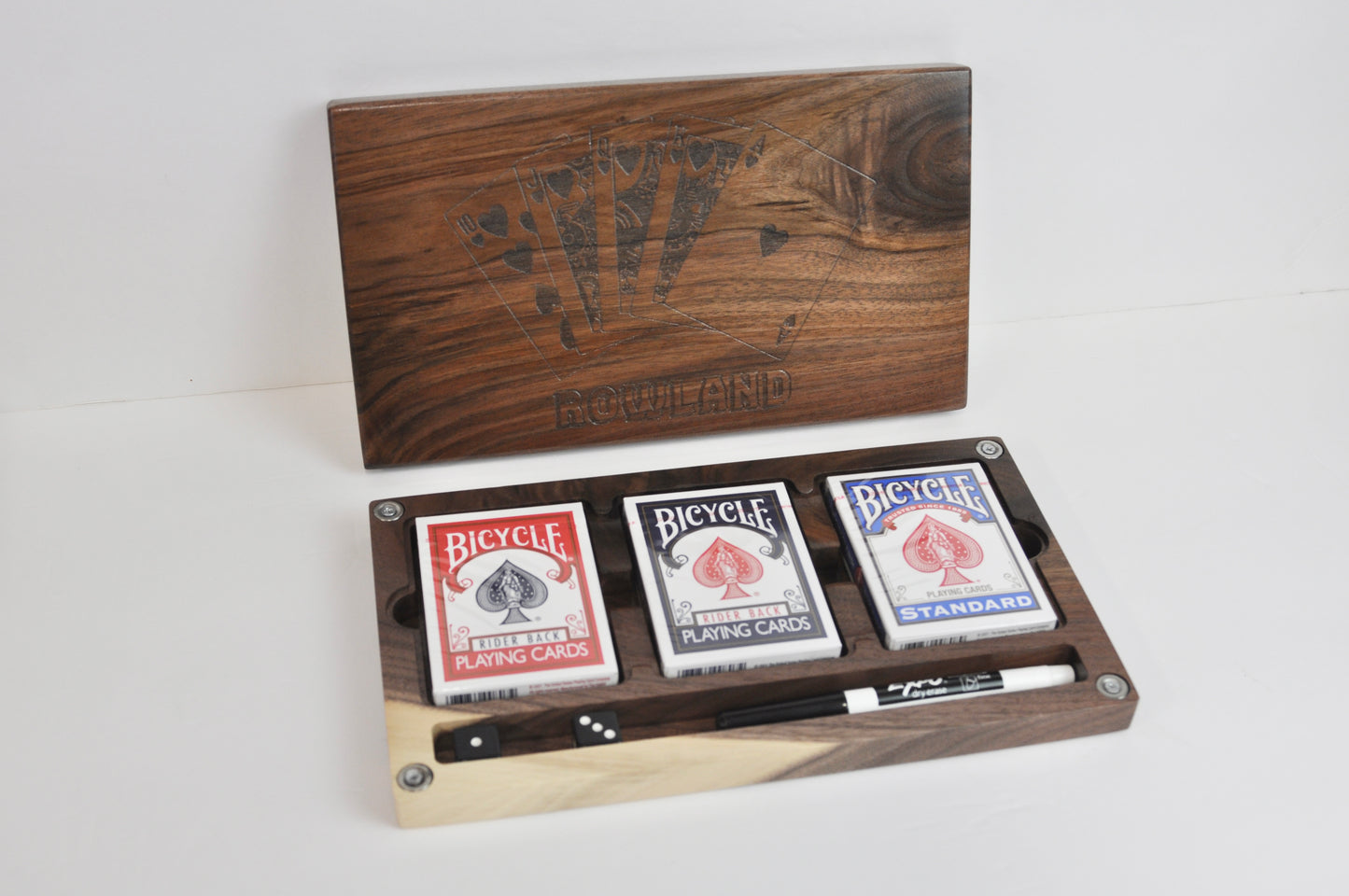 Custom Triple Deck Wood Playing Card Box