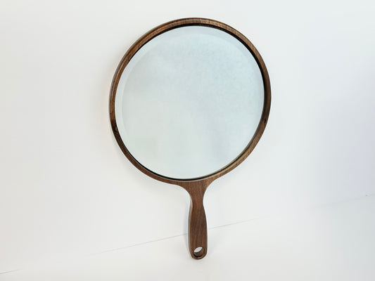 8" Large Wood Hand Mirror