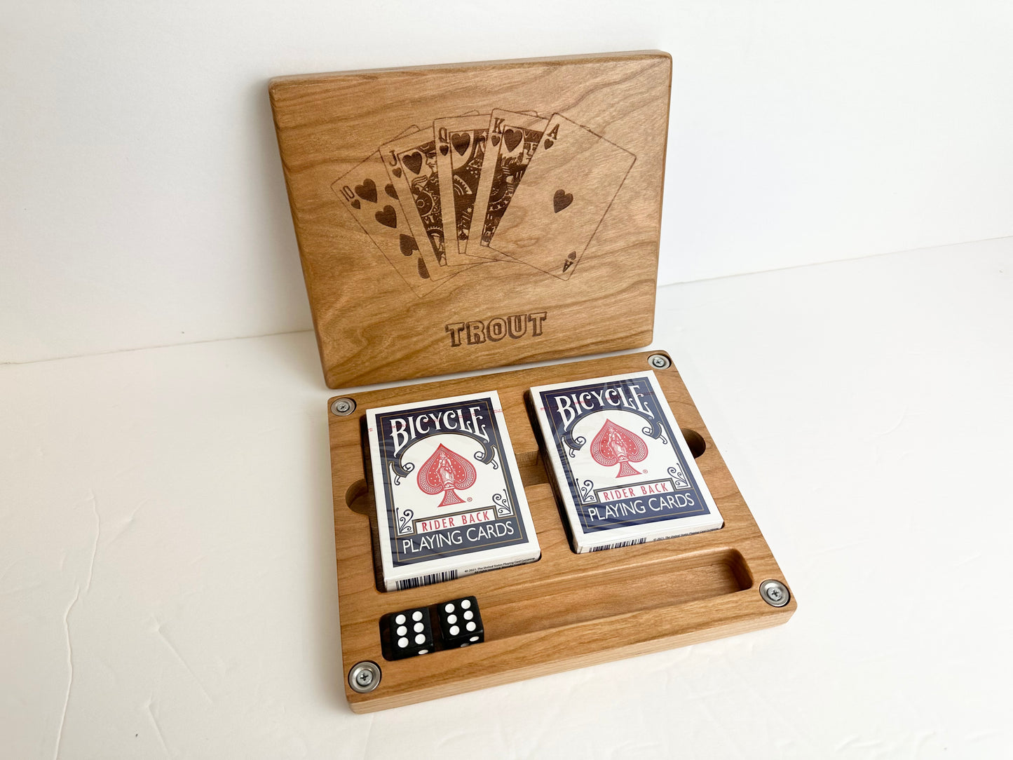 Custom Double Deck Wood Playing Card Box