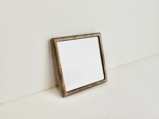 Square Compact Wood Mirror