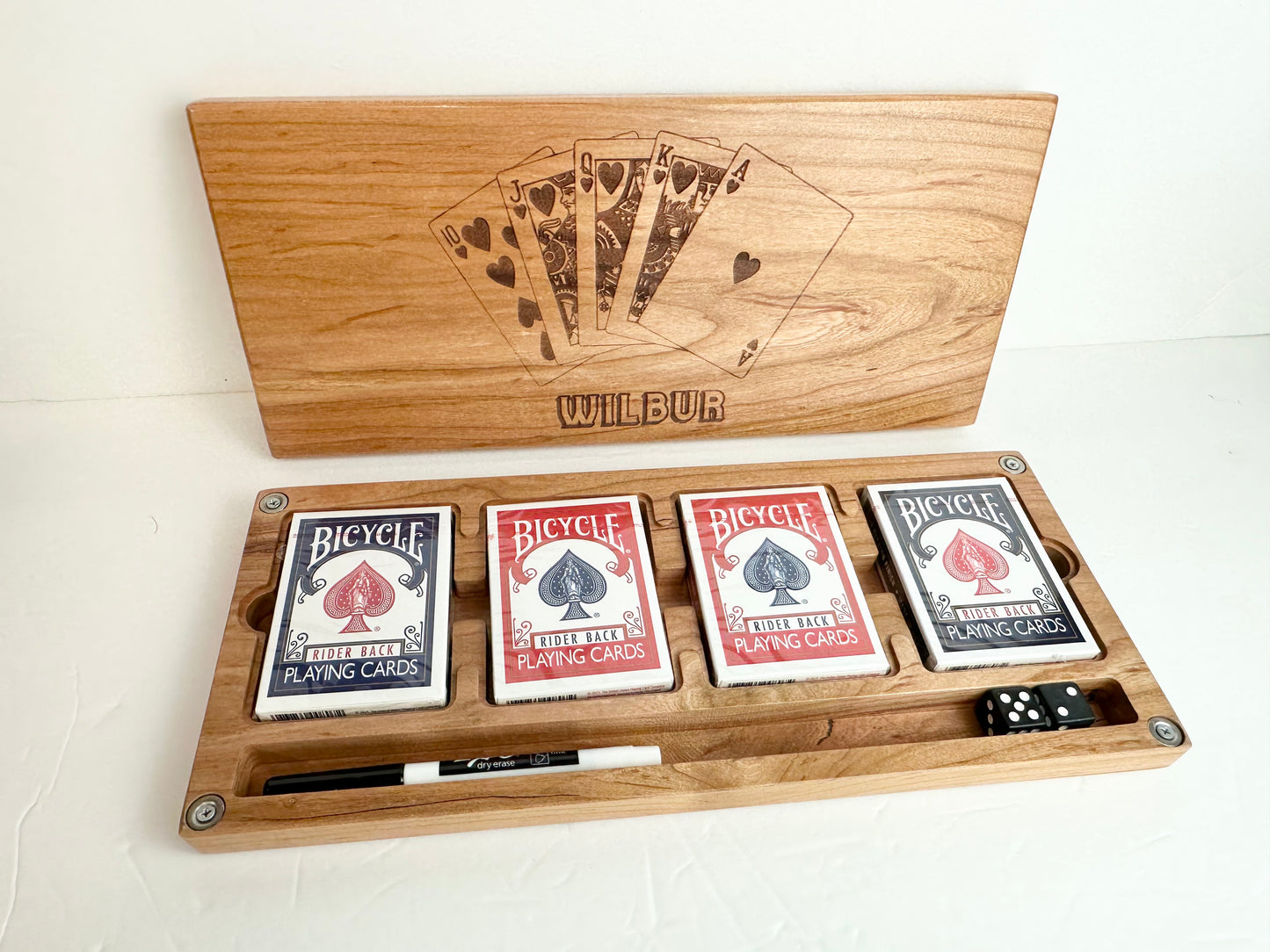 Custom Quad Deck Wood Playing Card Box