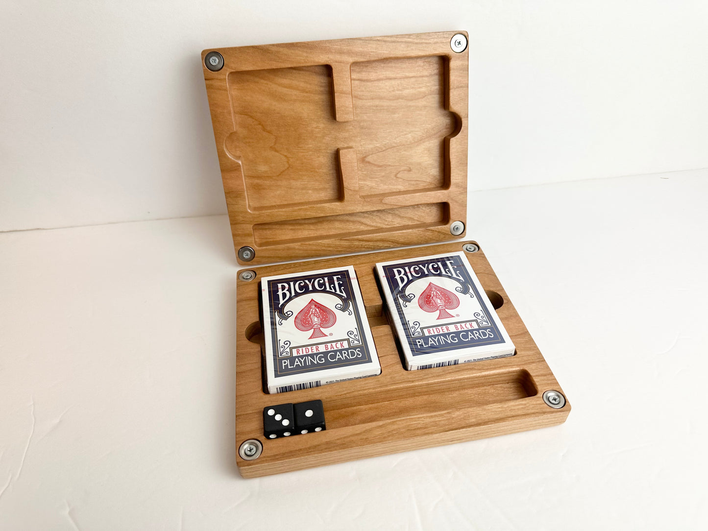 Custom Double Deck Wood Playing Card Box