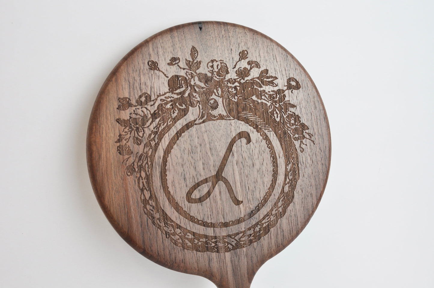 Custom Engraved Wood Hand Mirror