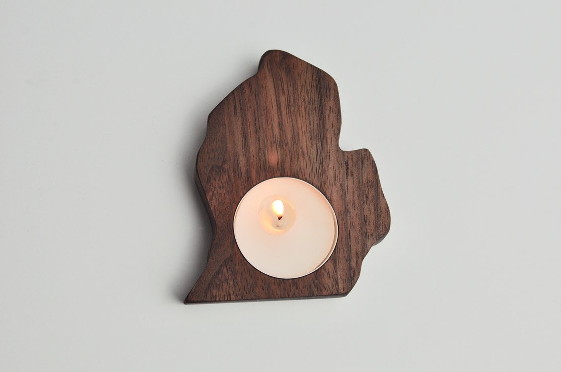 Michigan Wood Tealight Candle Holder