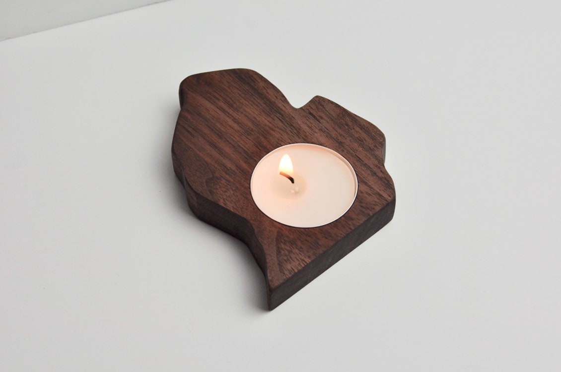 Michigan Wood Tealight Candle Holder