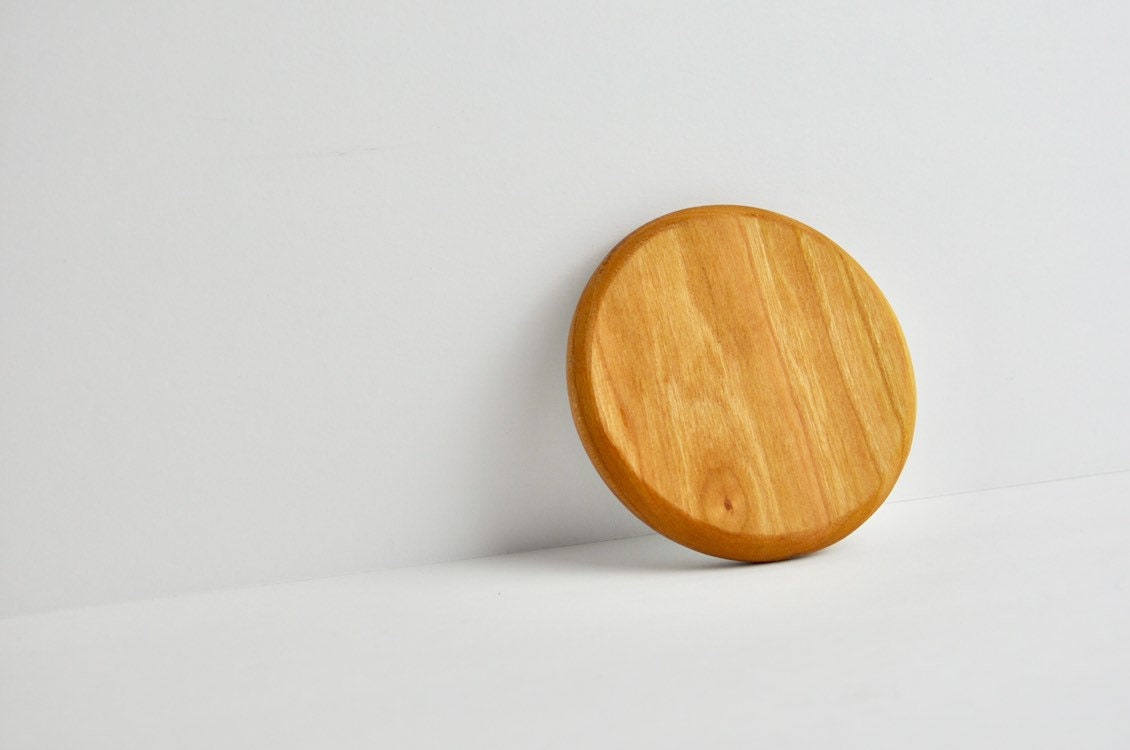 Round Compact Wood Mirror