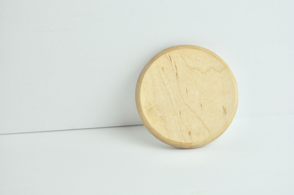 Round Compact Wood Mirror