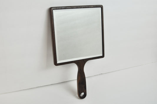 Square Wood Hand Mirror