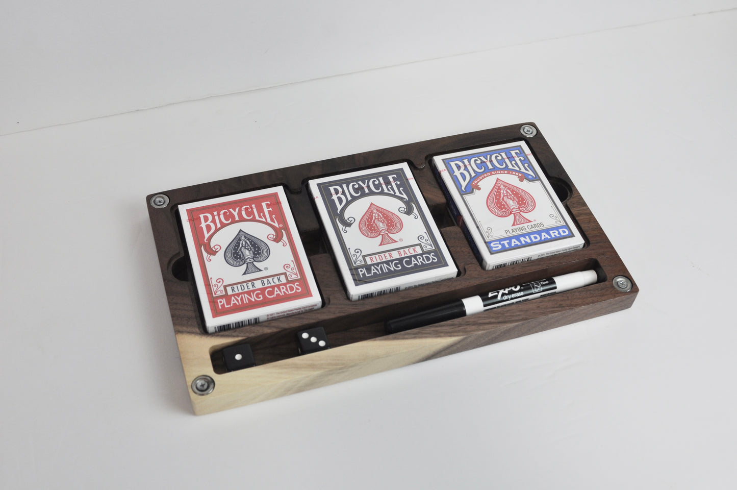 Custom Triple Deck Wood Playing Card Box