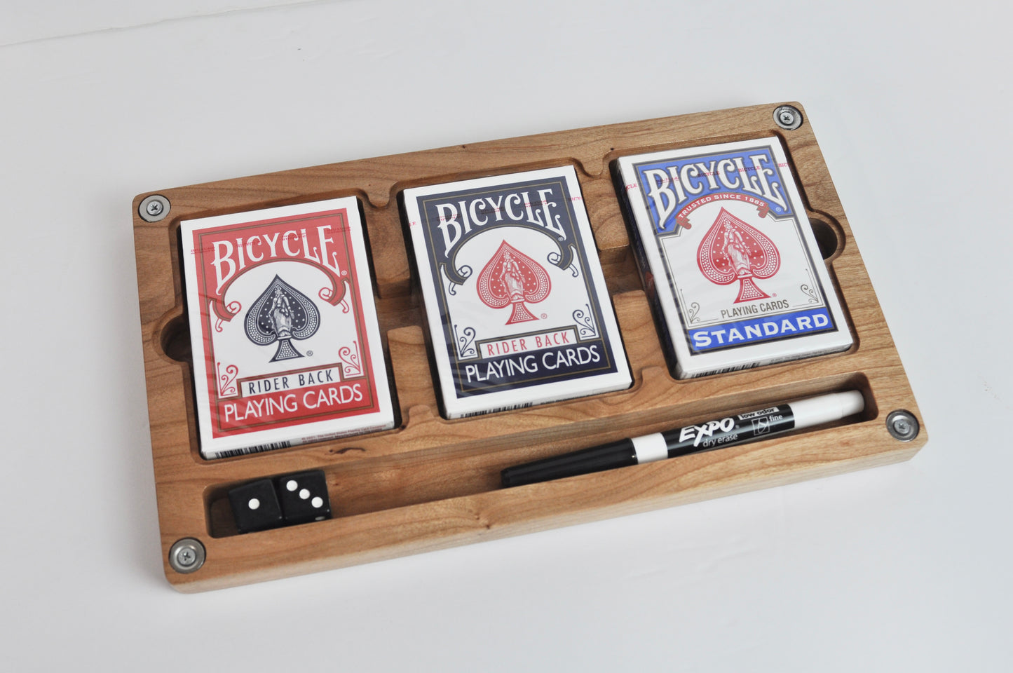 Custom Triple Deck Wood Playing Card Box